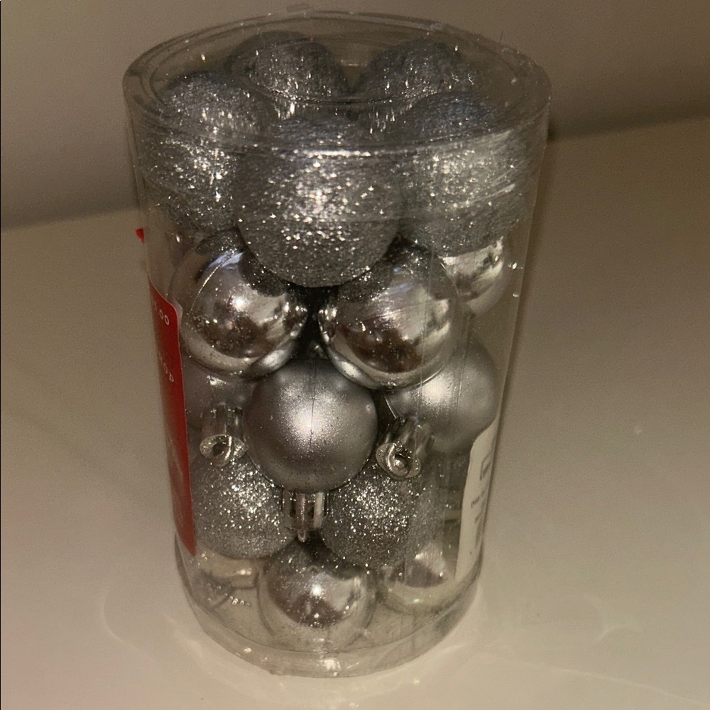 Silver Matte finish Vintage Christmas Ornaments Small Set 25 count NWT